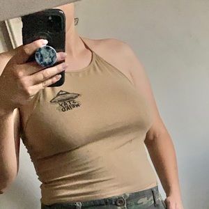 “Stay Weird” halter top